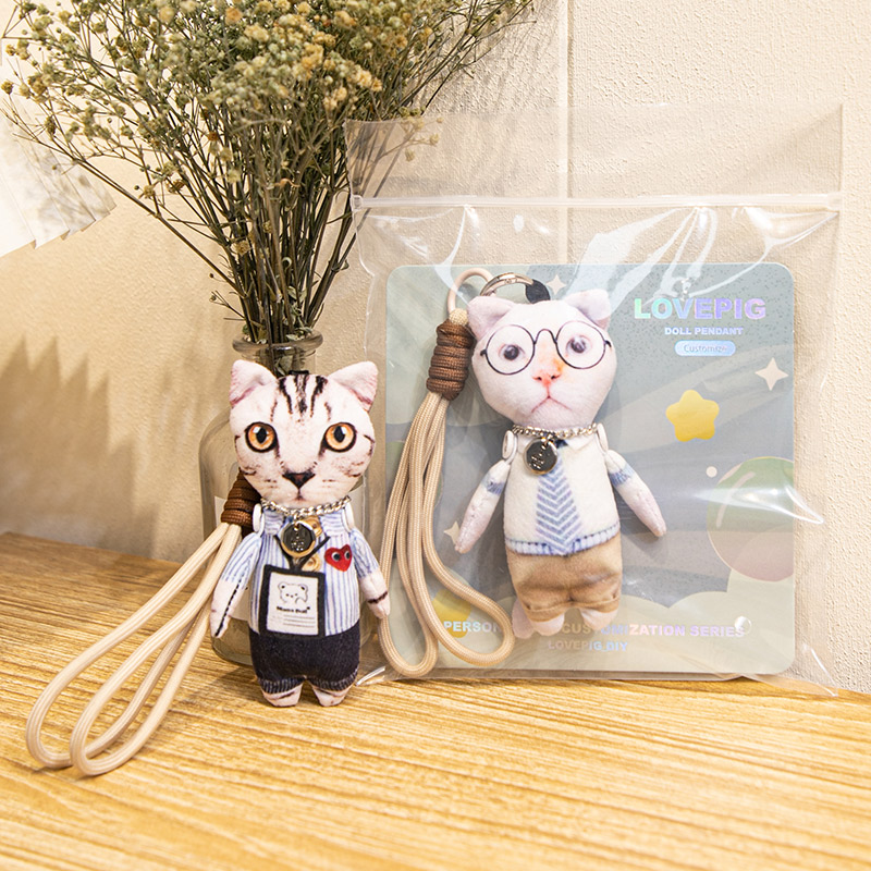定制猫咪图案钥匙扣创意可爱女生包包挂饰diy来图定做宠物挂件