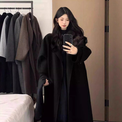 呢子大衣外套女2025秋冬新款毛呢感超好看小个子赫本风中长款