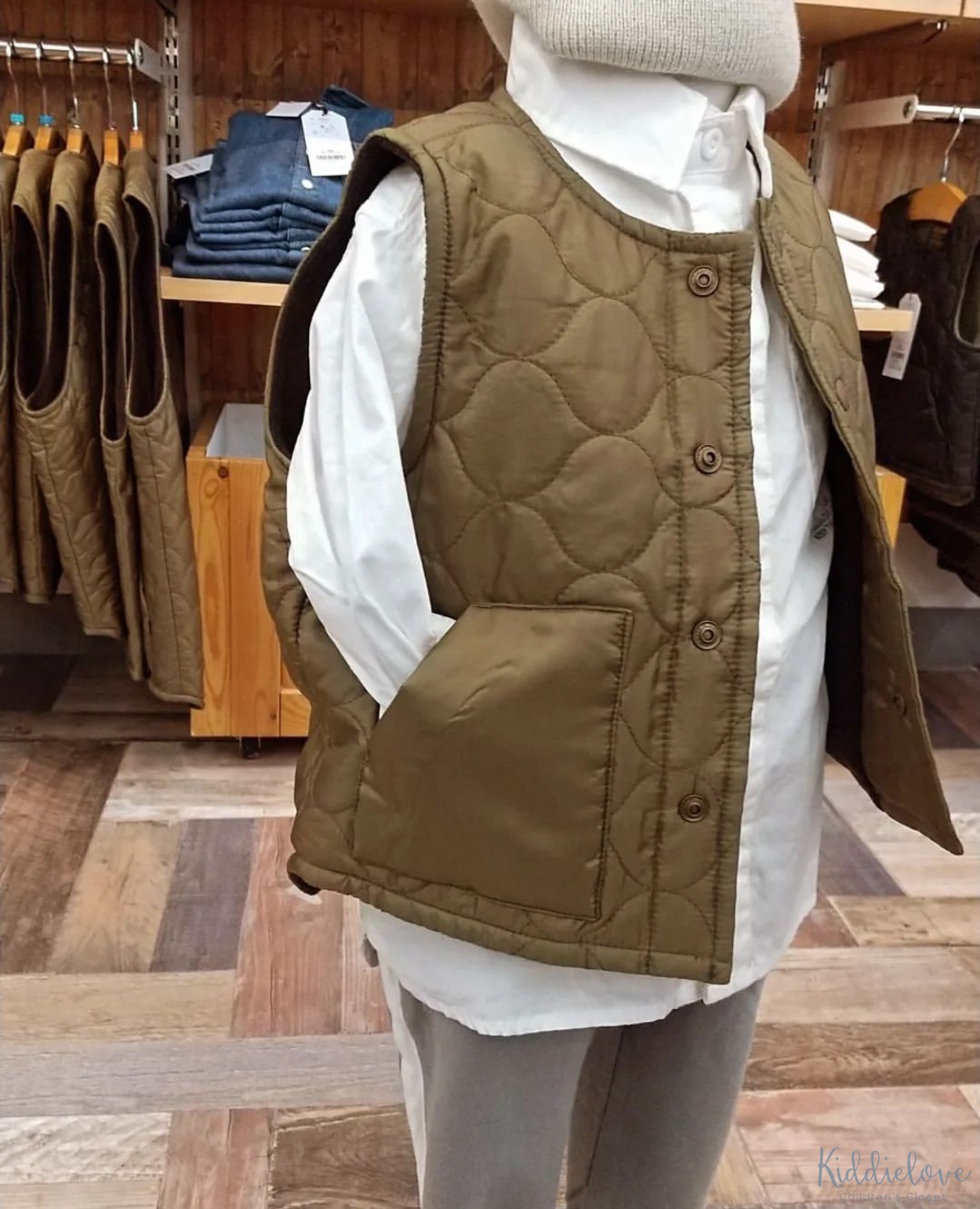 加绒保暖夹棉衍缝休闲背心