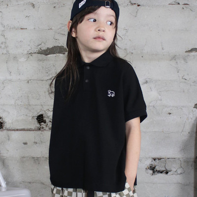 日本代购 童装 GROOVY COLORS 纯棉滑板狗狗刺绣翻领polo短袖T恤