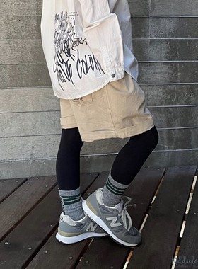 国内现货 日本代购童装GROOVY COLORS斜纹布宽松阔腿松紧腰五分裤