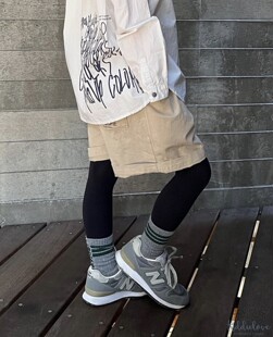 国内现货 日本代购童装GROOVY COLORS斜纹布宽松阔腿松紧腰五分裤