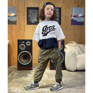 侧边刺绣柔软尼龙收口宽松休闲长裤 日本代购 COLORS GROOVY 童装