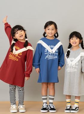 Kiddielove 日本代购 童装 petitmain 棉柔v领荷叶字母长袖连衣裙