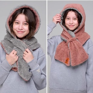 CUB 童装 加绒保暖双面连帽亲子大童冬围巾 日本代购 Kiddielove
