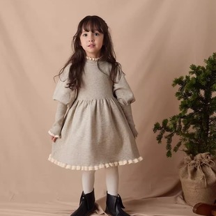 riziere 童装 泡泡袖 针织修身 连衣裙 Kiddielove 长袖 日本代购