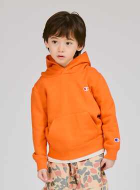 日本代购 童装 CHAMPION 纯棉小刺绣logo大口袋休闲连帽卫衣帽T