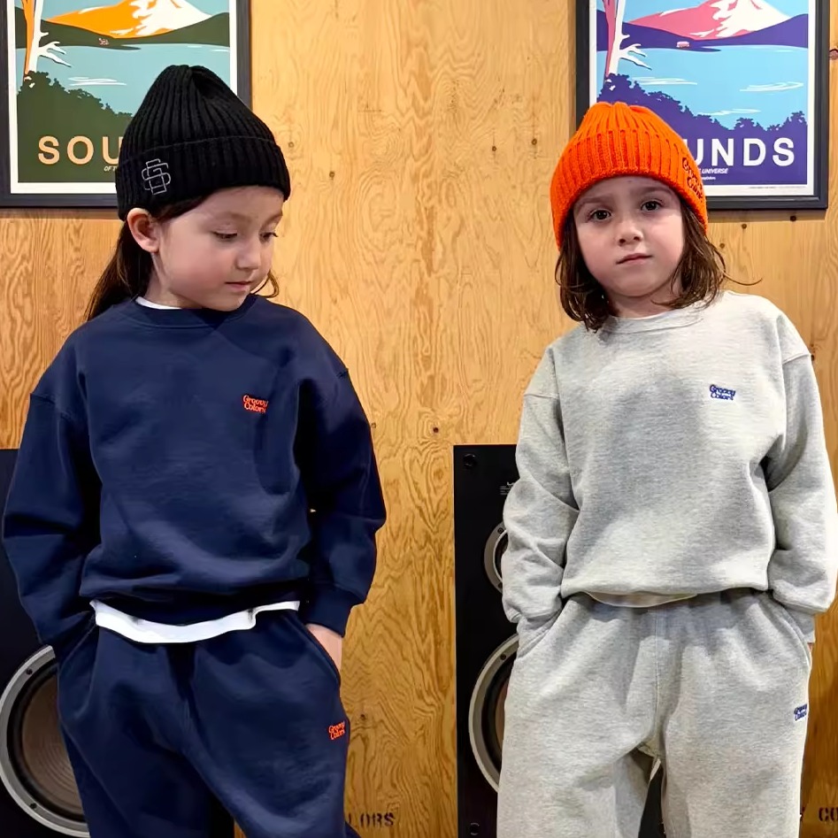 日本代购 童装 GROOVY COLORS 纯棉毛圈小刺绣宽松圆领套头卫衣