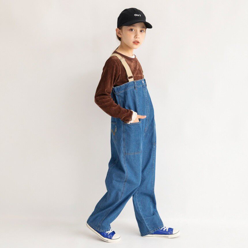 Kiddielove 日本代购 童装 EDWIN 不限季节丹宁背带牛仔裤