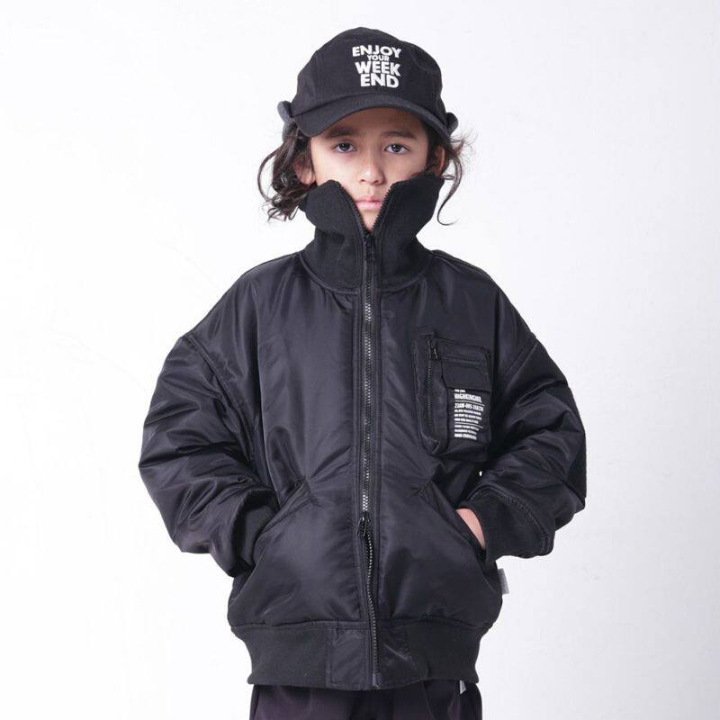 KIddielove 日本代购 童装 Highking 立领中夹棉可拆口袋个性棉服