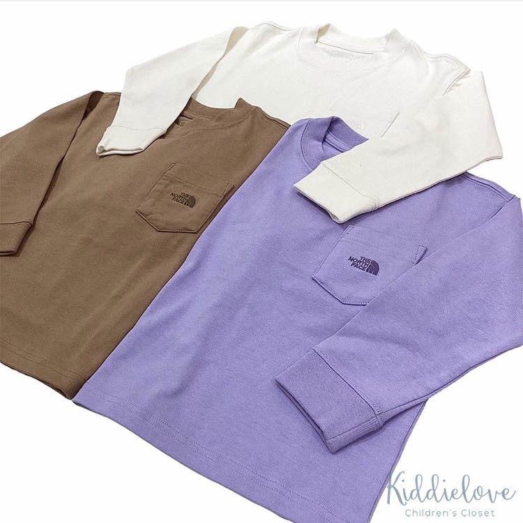 日本代购 童装 THE NORTH FACE 北脸有机棉口袋logo柔软长袖T恤