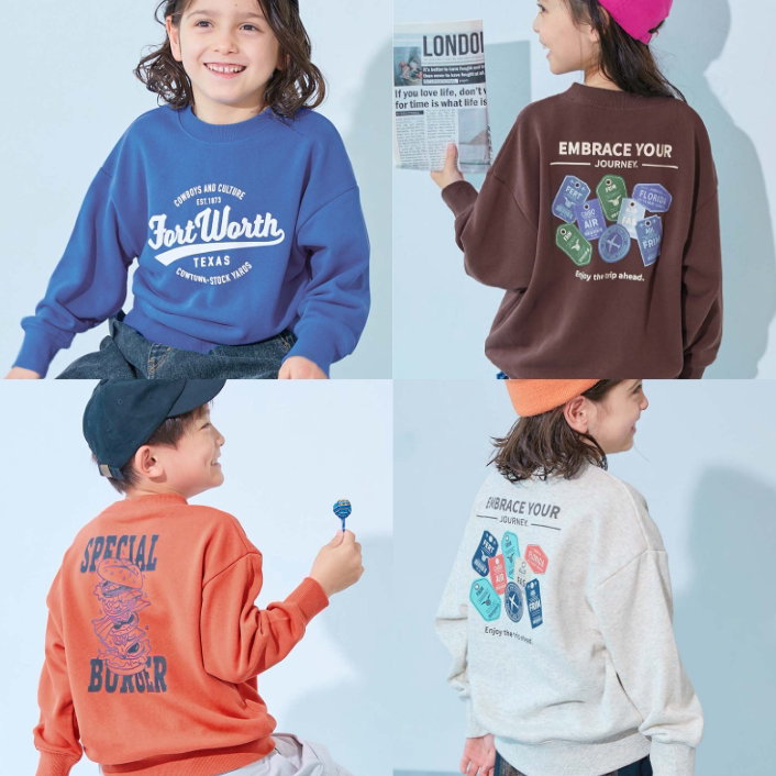 Kiddielove 日本代购 童装 devirock 棉质毛圈多图案长袖套头卫衣