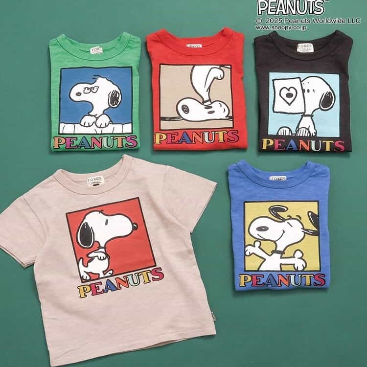 Kiddielove 日本代购 童装 F.O 纯棉peanuts印花多色宽松短袖T恤