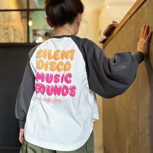 童装 插肩长袖 GROOVY 纯棉彩字母后背灯笼袖 T恤 COLORS 日本代购