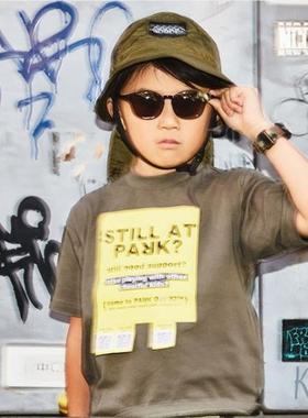 国内现货 日本代购 童装 THE PARK SHOP 纯棉方格海报短袖T恤