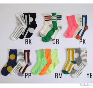 Kiddielove 日本代购 童装 MYD 多配色中筒袜三双组13-24cm