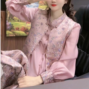 外穿2025两件套衬衫春夏季新款中式马甲时尚套装中国风