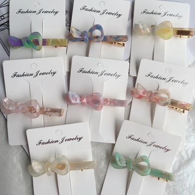 韩版醋酸蝴蝶结发夹少女时尚简约碎发刘海侧边鸭嘴夹头饰发饰