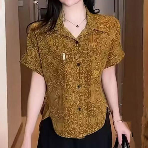 夏季穿搭衬衫休闲时尚女显瘦减龄气质短袖衬衣开衫上衣洋气妈妈装