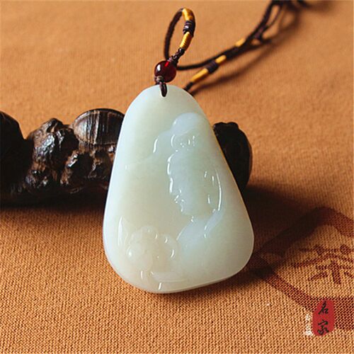 正品保真 正宗新疆和田玉白玉籽料观音玉佩 天然玉石菩萨玉牌证书