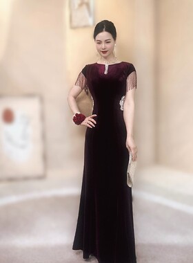 2025参加婚礼婆婆妈妈连衣裙宴会高端优雅气质旗袍晚礼服设计师款