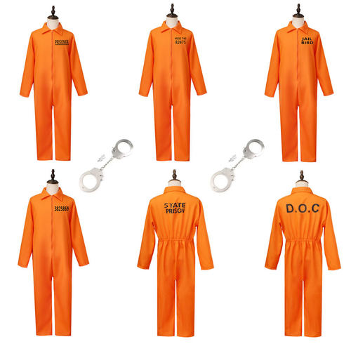 万圣节成人橙色连体囚犯服cos服