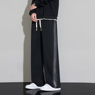 男生裤子春秋季大码直筒宽松冬款青少年加绒加肥加大微胖子长男裤