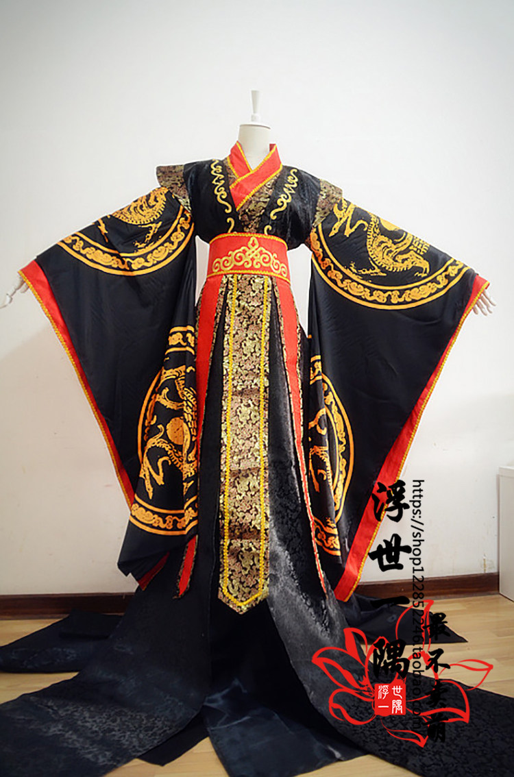 红黑华丽霸气古装皇帝古风现货