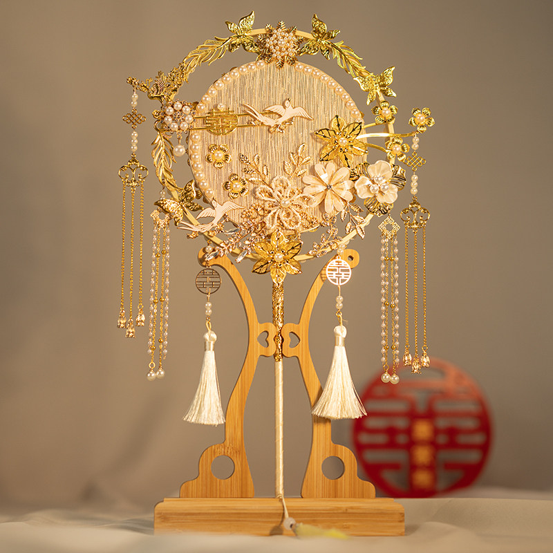 新娘喜扇结婚新中式古风香槟色高级团扇diy材料包婚礼出嫁手捧花,家居饰品,工艺扇/团扇/喜扇/折扇,淘宝优惠券,粉丝福利购,淘宝优惠卷