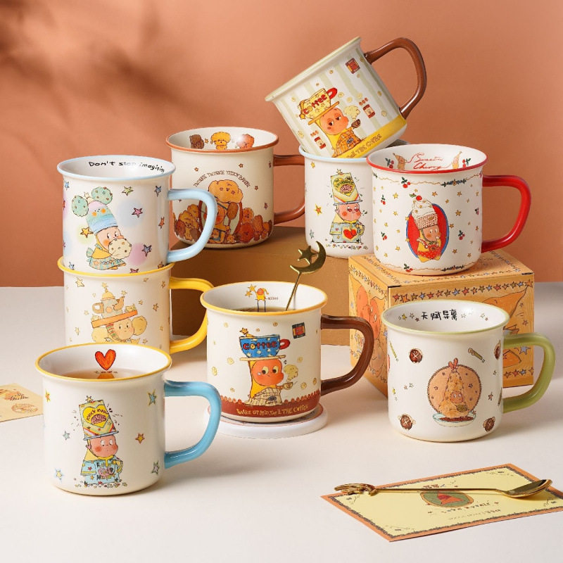 星星人杯子联名马克杯陶瓷情侣礼盒咖啡杯可爱生日水杯盖轻奢卡通