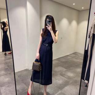 百搭中长款 收腰显瘦无袖 气质修身 连衣裙女2025夏季 裙子A字裙 新款