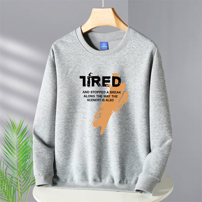 秋冬季加绒加厚无帽圆领卫衣男青少年初中高中学生春秋内搭打底衫