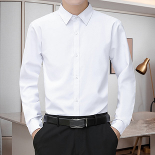 白衬衫男士长袖商务休闲免烫工装上班面试蓝黑色短袖衬衣半袖男寸