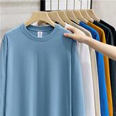 日系200G重磅长袖 潮男卫衣 2025纯色白色圆领打底衫 t恤男大码 秋季