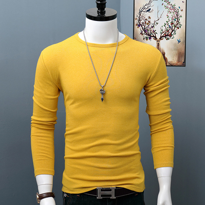 秋冬季圆领长袖t恤男士大