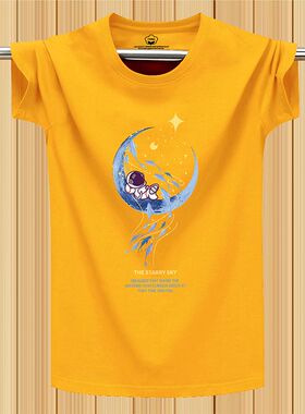 新款短袖T恤男冰感透气宽松潮流印花学生衣服青少年夏季男装汗衫