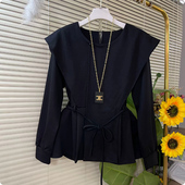 减龄新款 大码 韩版 胖妹妹2025秋季 设计感时尚 小衫 女装 收腰显瘦上衣