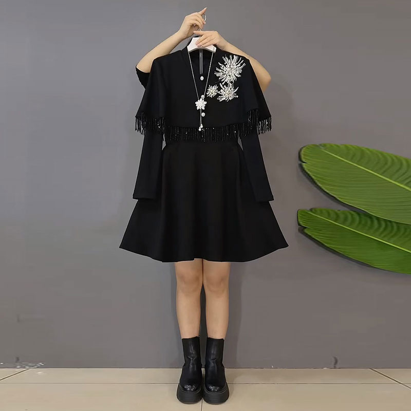 重工钉珠外披显瘦连衣裙两件套