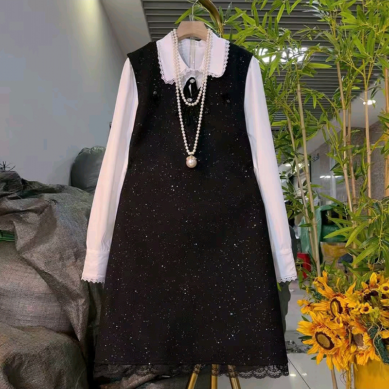 小香风亮晶晶马甲裙西装衬衫套装