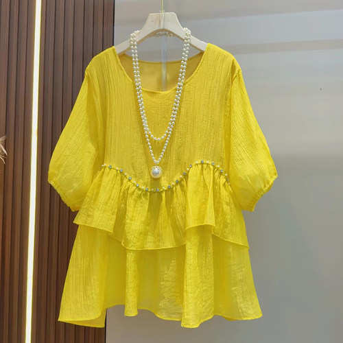 胖mm大码娃娃衫中袖圆领打底衫