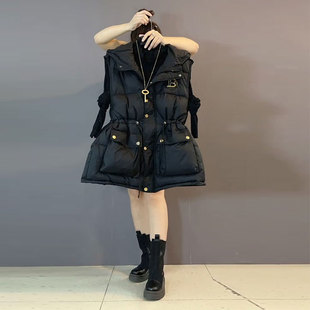 女装 欧版 大码 新款 欧货连帽上衣收腰百搭显瘦棉马甲 复古胖妹妹冬季