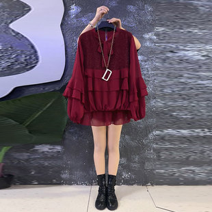 时尚 韩版 设计感拼接女人衫 大码 胖mm洋气减龄上衣 2026春季 女装 新款