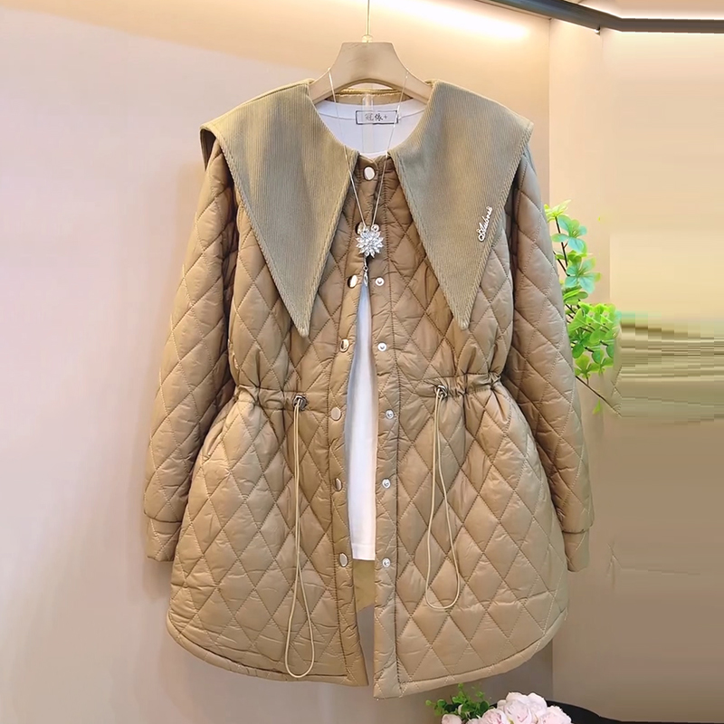 大码显瘦娃娃领薄棉服