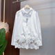 女装 春季 2026新款 胖mm大码 欧洲站气质糖果色拼接蕾丝钩花钻领衬衫