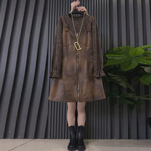 打底衫 女装 套装 胖妹妹大码 气质套裙 新款 欧货高品质吊带马甲裙长袖