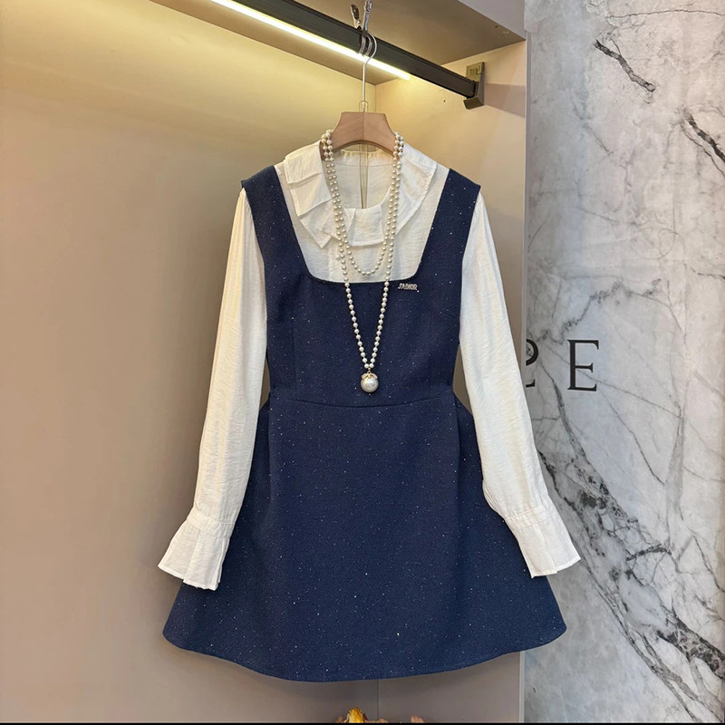 胖妹妹2026春季新款大码女装撒星法式娃娃领内搭马甲裙时尚两件套,女装/女士精品,大码套装,淘宝优惠券,粉丝福利购,淘宝优惠卷