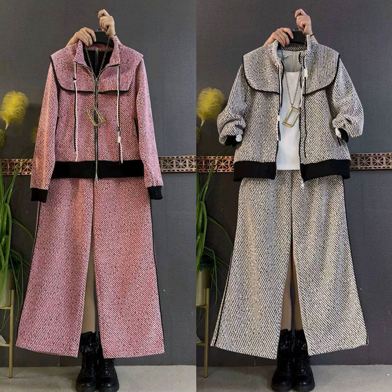 2026春季新款大码女装时尚显瘦拉链洋气外套上衣松紧腰裤子两件套,女装/女士精品,大码套装,淘宝优惠券,粉丝福利购,淘宝优惠卷