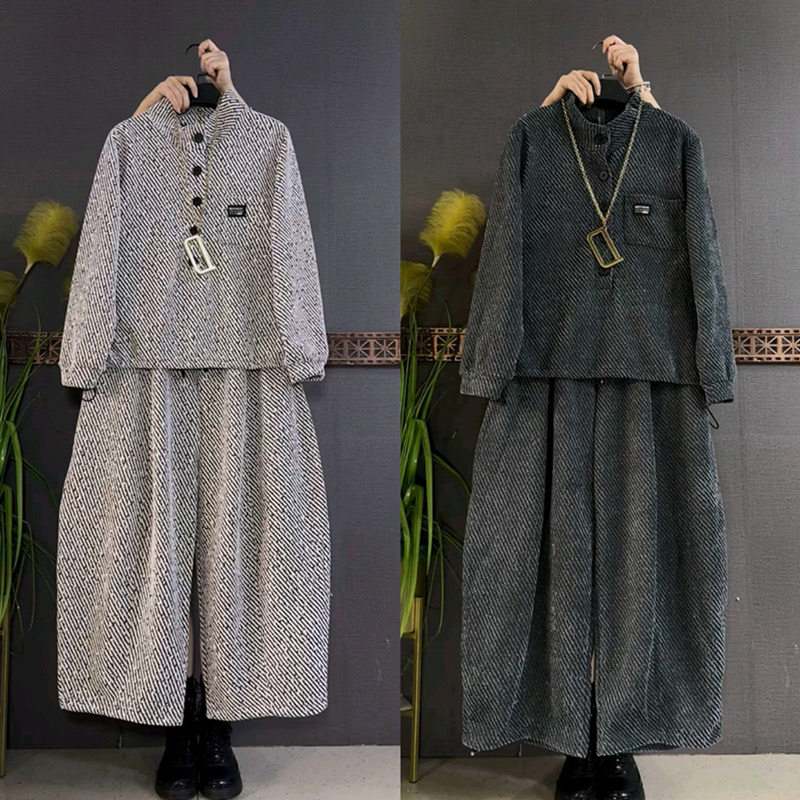 2026春季新款简约纽扣套头卫衣松紧腰弯刀裤套装胖妹妹大码女装潮,女装/女士精品,大码套装,淘宝优惠券,粉丝福利购,淘宝优惠卷