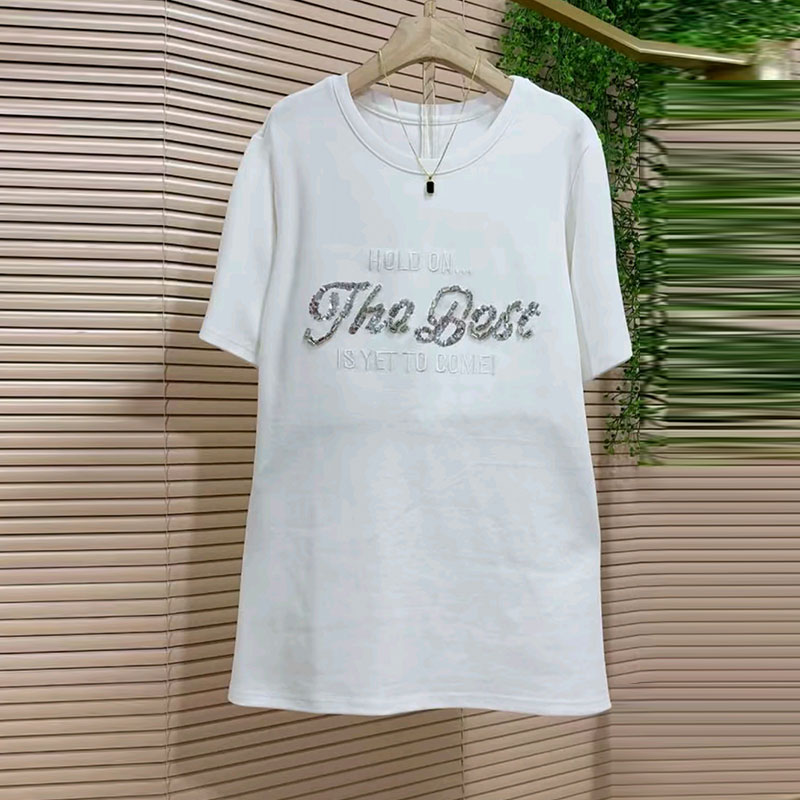 短袖T恤衫字母设计圆领上衣