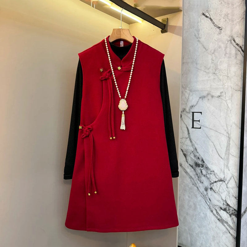 2026春季新款大码女装复古新中式设计感马甲裙百搭时尚内搭两件套,女装/女士精品,大码套装,淘宝优惠券,粉丝福利购,淘宝优惠卷